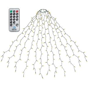 2 m kerstboomverlichting met ring en 12 slingers, 420 led-slingers, lichtketting met afstandsbediening, waterdichte lichtketting voor 150 cm tot 240 cm dennenboom, warm wit