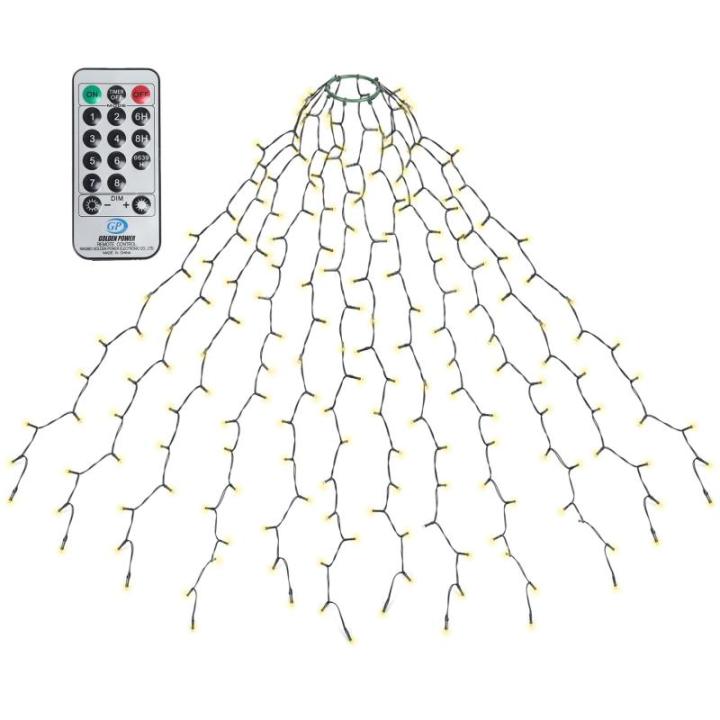 2 m kerstboomverlichting met ring en 12 slingers, 420 led-slingers, lichtketting met afstandsbediening, waterdichte lichtketting voor 150 cm tot 240 cm dennenboom, warm wit