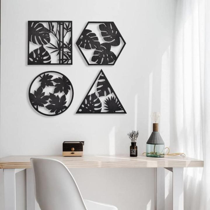 Houten bladeren muur decor, blad muur opknoping, 4 bladeren muur kunst, minimalistische muur decor, Boho muur kunst, woonkamer muur decor, slaapkamer decor