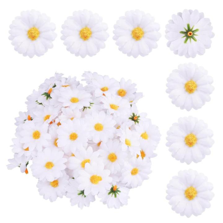 100 stuks kunstmadeliefjes, madeliefjes, decoratie, kleine madeliefjes, decoratie, , witte madeliefjes voor bruiloft, feest, doe-het-zelven, bloemstuk, krans