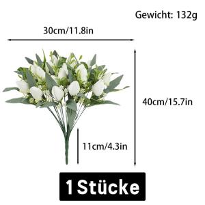 Fake Blumen Künstliche Blume Tulpen Decor Kunstblumen Sehr Echt Plastikblumen Tulpe Gefälschte Blumen Weiß für Hochzeitszimmer Home Wohnzimmer Büro Hotel Küche 1801
