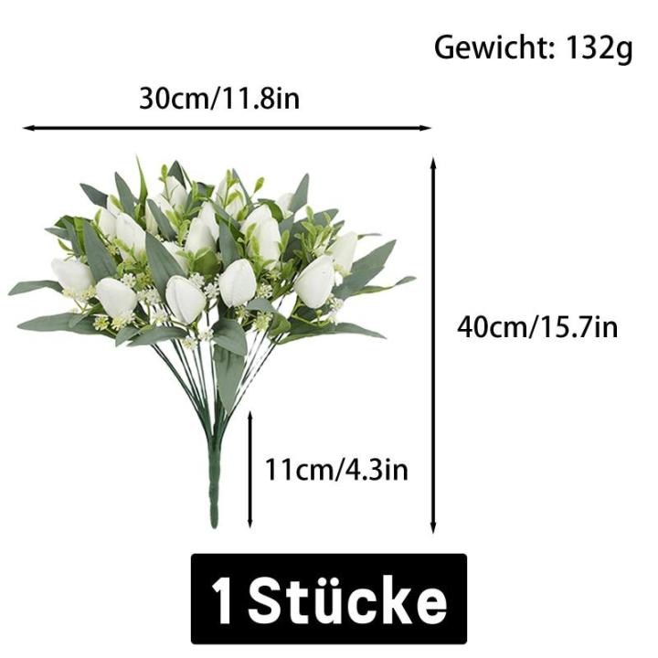 Fake Blumen Künstliche Blume Tulpen Decor Kunstblumen Sehr Echt Plastikblumen Tulpe Gefälschte Blumen Weiß für Hochzeitszimmer Home Wohnzimmer Büro Hotel Küche 1801