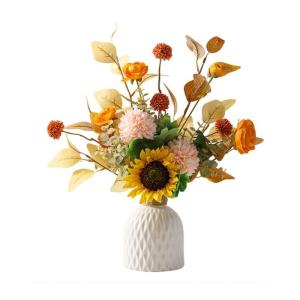 Kunstblumen Gefälschte Blumen mit Vase, Faux Blumenarrangement mit Vase für Heimdekoration, geeignet für Hochzeit, Esstisch, Büro für jeden Anlass