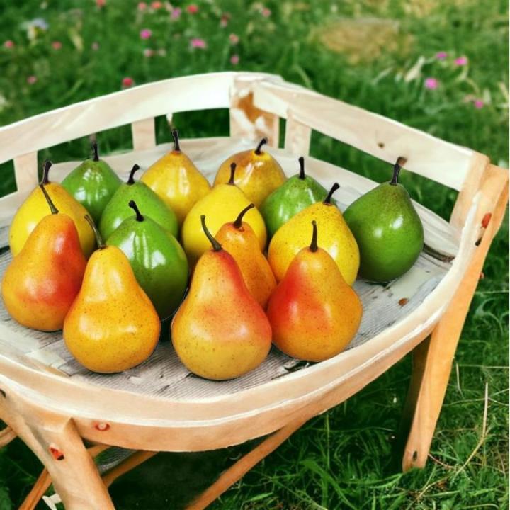 Kunstdecoratieve peertjes, 15 stuks (kleurrijk, 20-40 g/stuk) - levensecht plastic fruit, plastic vruchten, voor decoratie, etalage, huishouden, keuken, feest, hotel, kinderkeuken,