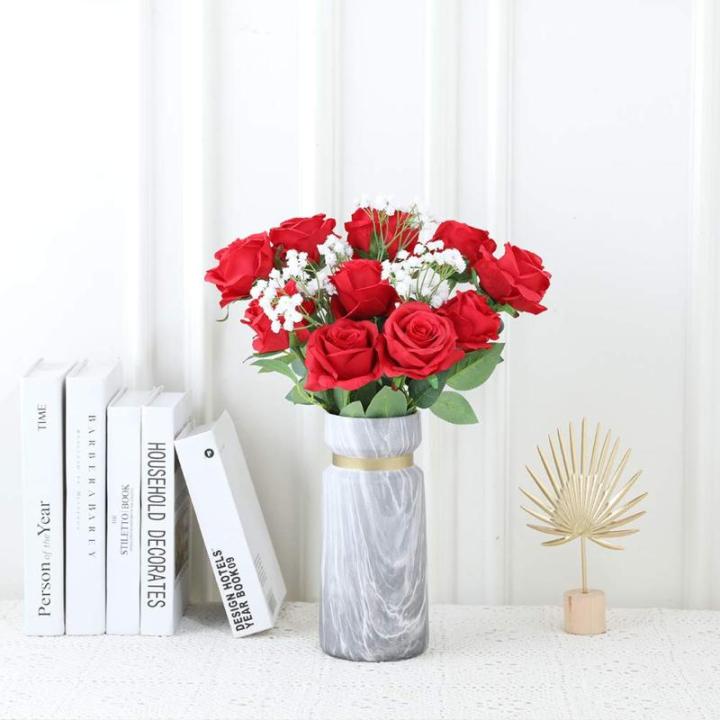10 stuks kunstzijden rozen bloemen bruiloft boeketten (rood)