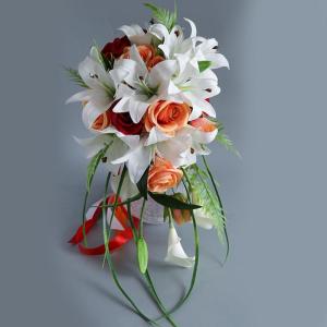 Künstliche Lilie Kaskadierende Brautstrauß Hochzeit Wasserfälle Rose Holding Blume