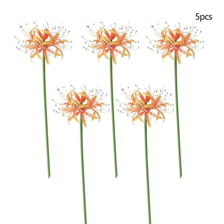 Künstliche Spinnenlilien-Blumen, 5 Stiele, 66,9 cm, Lycoris Radiata-Blumen, Lebensechte Lycoris Recoil Fake-Spinnenpflanze, Seidenblumenstrauß-Dekor für Zuhause (A)