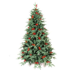 Dekorierter Weihnachtsbaum mit Tinnecones & Beeren - schneebeschluster künstlicher Weihnachtsbaum PE & PVC gemischte Zweig -Tipps, einfache Montage mit Metallscharnieren,150cm