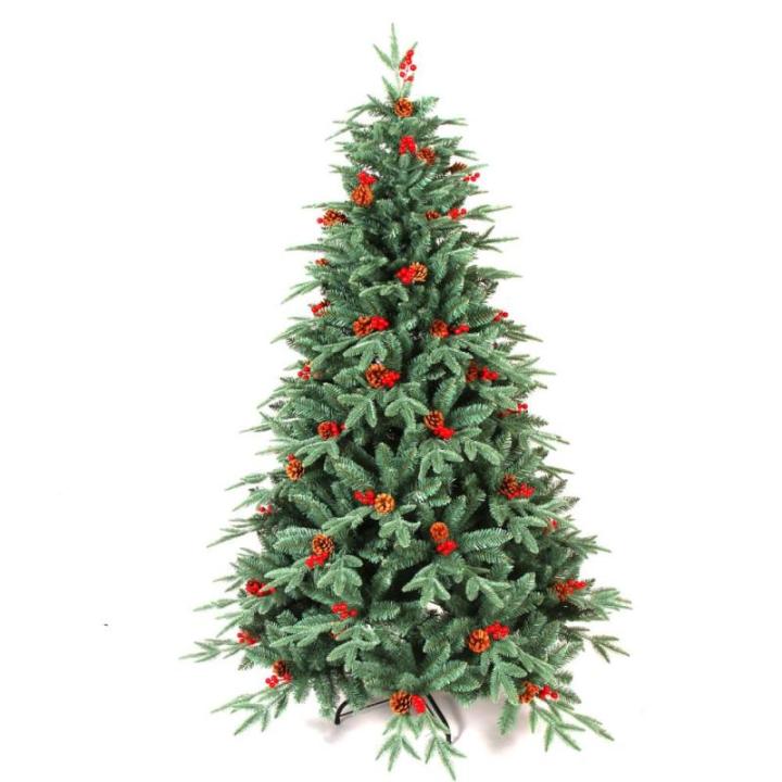 Dekorierter Weihnachtsbaum mit Tinnecones & Beeren - schneebeschluster künstlicher Weihnachtsbaum PE & PVC gemischte Zweig -Tipps, einfache Montage mit Metallscharnieren,150cm