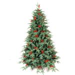Dekorierter Weihnachtsbaum mit Tinnecones & Beeren - schneebeschluster künstlicher Weihnachtsbaum PE & PVC gemischte Zweig -Tipps, einfache Montage mit Metallscharnieren,210cm