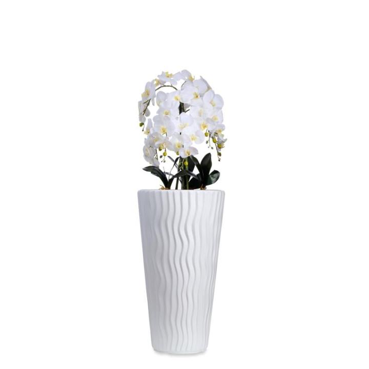 Bloempot, kunstmatige orchidee, vlinder, textiel, zeer groot, 140 cm, XXL, decoratie, ziet eruit als echt elegant, pot wit/witte orchideeën