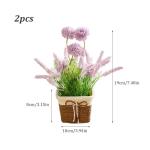 Künstliche Blumen in Töpfen 2pcs kleine realistische künstliche Hortensie Lavendel rustikale Kunststoffpflanzen mit Weaven -Topf gefälschte Bonsai -Pflanzen Hochzeitstisch Home