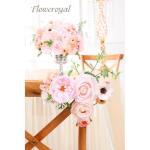 Künstliche Blumen Combo Rosa Blumen Mix Seidenblumen Rosen Pfingstrosen mit Stielen für DIY Hochzeit Brautsträuße, Babyparty, Blumenarrangement, Tischaufsätze, Heimdekoratione