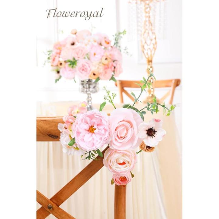 Künstliche Blumen Combo Rosa Blumen Mix Seidenblumen Rosen Pfingstrosen mit Stielen für DIY Hochzeit Brautsträuße, Babyparty, Blumenarrangement, Tischaufsätze, Heimdekoratione