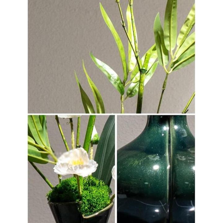 Kunstblumen Künstliche Blumen in Keramikvase – Simuliertes Grünpflanzen-Arrangement für den Hauseingang, als Tafelaufsatz im Wohnzimmer für jeden Anlass