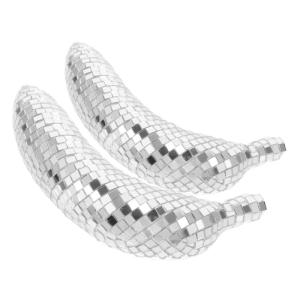 2 Stück Disco Bananen Spiegel Disco Kugel Couchtisch Ornament Party Disco Dekoration 70Er Jahre Disco Partyzubehör Reflektierende Disco Kugel Disco Obst Ornament