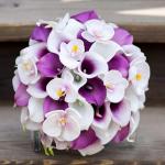 20 stuks kunstbloemen Calla lelie, bruid, latex, ware aanraking, familie, decoratie, feest, bruiloft, hotel, decoratie, boeket (paars-wit)