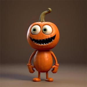 Halloween Pompoen voor man, cartoonvormgeving, groot 16 cm, modelspeelgoed, standbeeld voor bureau en decoratie in de tuin (pompoenman C + D + E)