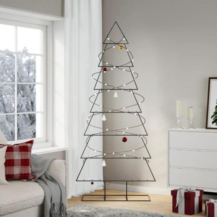 Metall Weihnachtsbaum für Dekorationen Tannenbaum Deko Weihnachtsbaum Tanne Metallbaum Weihnachtsdekorationen Weihnachtsdeko, Indoor und Outdoor, Schwarz 210 cm