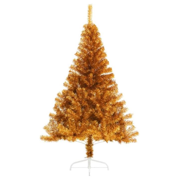 Kunstkerstboom, halve kerstboom met standaard, hoogte 150 cm, hoge kerstdecoratie, PET en staal, goud