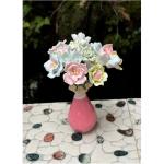 Wandblume aus Keramik, Blumenskulptur aus Keramik, Blumen aus Keramik, Heimdekor, Blumenarrangements aus Keramik, Kunstblumen, dekorative Arrangements (grün)