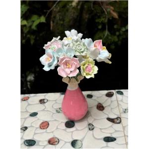 Wandblume aus Keramik, Blumenskulptur aus Keramik, Blumen aus Keramik, Heimdekor, Blumenarrangements aus Keramik, Kunstblumen, dekorative Arrangements (grün)