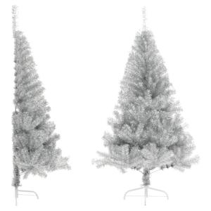 Kunst Weihnachtsbaum,künstlicher Weihnachtsbaum klein,Künstlicher Halb-Weihnachtsbaum mit Ständer Silbern 180 cm PVCGeeignet für Patio, Schlafzimmer, Wohnzimmer, Weihnachten
