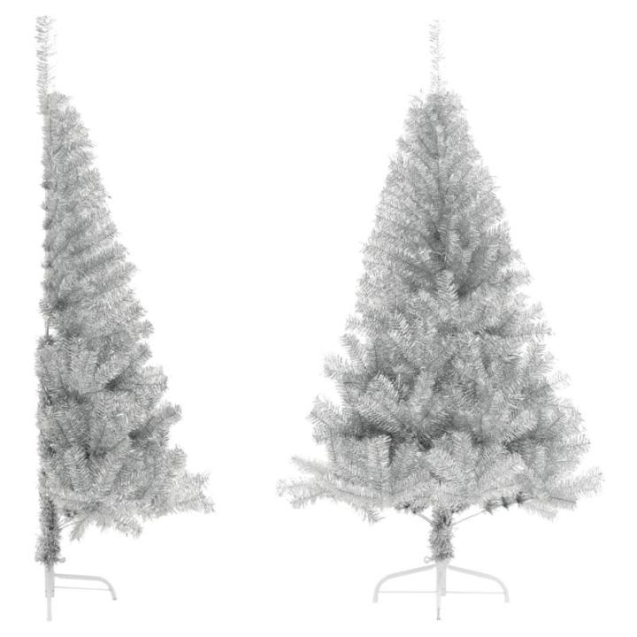 Kunst Weihnachtsbaum,künstlicher Weihnachtsbaum klein,Künstlicher Halb-Weihnachtsbaum mit Ständer Silbern 180 cm PVCGeeignet für Patio, Schlafzimmer, Wohnzimmer, Weihnachten
