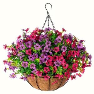 Hängende Blumenpflanze im Korb für Frühlingshochzeitsveranda-Gartenhöfe