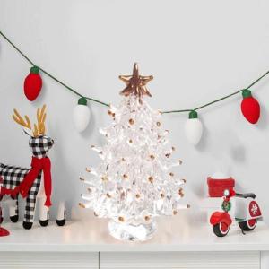 Tisch-Weihnachtsbaum,Weihnachtsbaumfiguren - Kleine Weihnachtsbaum-Miniatur-Weihnachtsfigur,Sammlerkunst-Glasstatue, Tisch-Weihnachtsbaum, Puppenhaus, Miniatur-Winterfiguren für d
