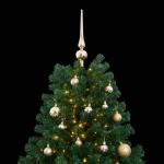 Kunstkerstboom, dennenboom, kerstboom met metalen standaard, kerstdecoratie kunstboom, 300 leds en ballen, 210 cm