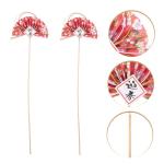 2st Blumenstab 2022 Cupcake-Picks Japanische Fan-Dekorationen Blumenarrangement-Fan Künstliche Blumenstiele Blumenstrauß-Arrangement Pflücken Sushi-Arrangement-Sticks Rosa Hölz