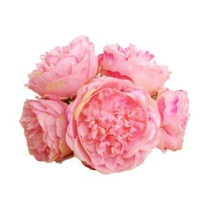 Falsche Blumen, Realistische Blumenarrangements, Künstliche Pfingstrose, Seidenblume mit Stiel, realistischer bunter Blumenstrauß, 5 Köpfe, Kunstpfingstrose, blaue Pfingstrose, 