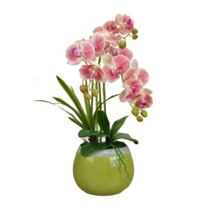 Kunstblumen Phalaenopsis-Kunstblumen-Arrangement mit Keramiktopf, Ochidenpflanzen, künstliche Orchidee im Topf, Simulationsblumentopf für jeden Anlass