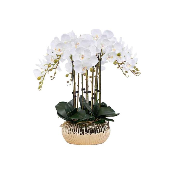 Kunstblumen Künstliches Blumenset, Phalaenopsis mit Pflanzgefäß, Kunstblume für Wohnzimmer, Simulationsblume, Heim-, Tisch- und Bürodekoration für jeden Anlass