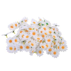 100 stuks Gerbera Daisy , stof, bloemen, koppen voor doe-het-zelf, bruiloft, knutselen, decoratie, handwerk (wit)