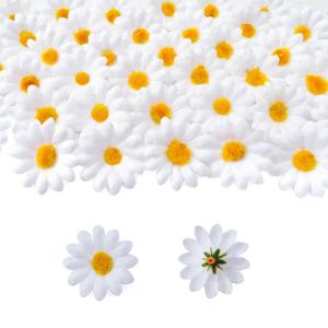 100 stuks , lentebloemen, decoratie, 4,5 cm, , madeliefjes, bloemkoppen, decoratie, bloemen, knutselen voor het decoreren van tuin, bruiloftsfeest, knutselen (wit)