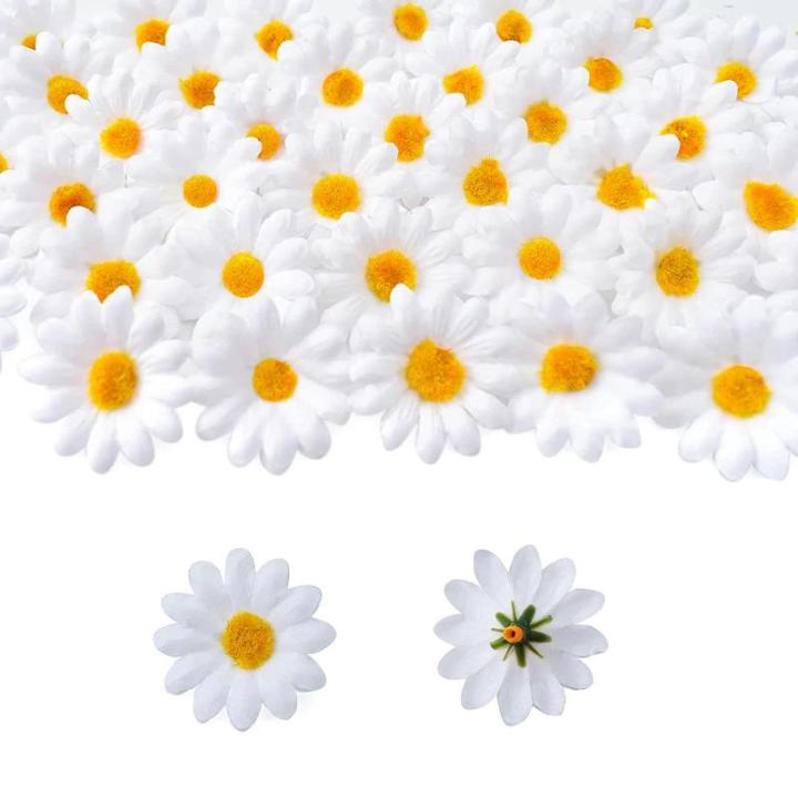 100 stuks , lentebloemen, decoratie, 4,5 cm, , madeliefjes, bloemkoppen, decoratie, bloemen, knutselen voor het decoreren van tuin, bruiloftsfeest, knutselen (wit)