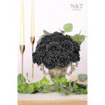 Kunstbloemen, rozen, 25 stuks, kunstrozen met stelen voor Valentijnsdag, Moederdag, bruiloftsfeest, babyshower, bruidsfeest, woondecoratie, zwart