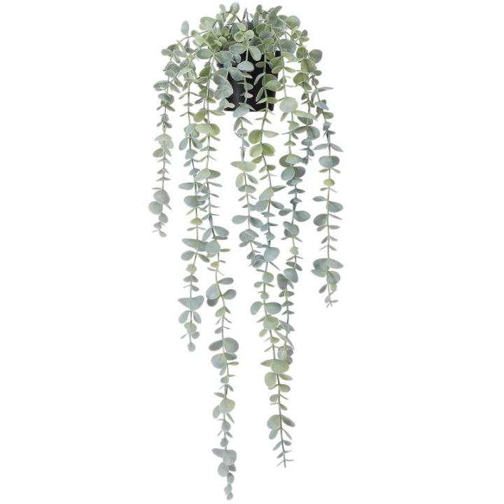 Hangende kunstplant, eucalyptus, hangplant, echt voor muur, kamer, huis, binnen en buiten, plankdecoratie