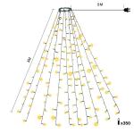 Led-clusterlichtsnoer, werkt op stroom, decoratie voor en buiten, tuin, kerstboom, bruiloft (warmwitte timer met ring, 350 leds, 10 strengen)
