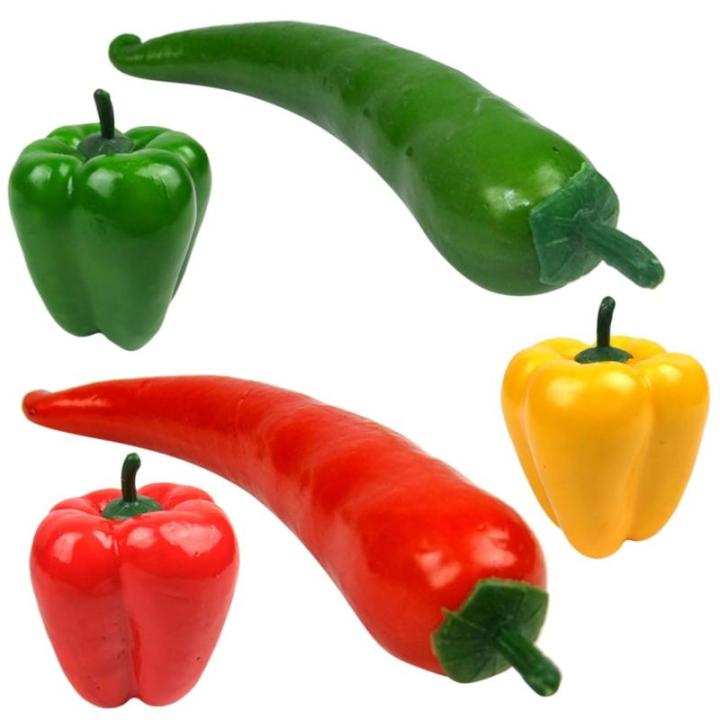 2 Sätze Simulationsmodell Paprika Schaufensterpuppe Maneküre- Set Gemüsemodell Repiclas Gefälschte Essensrequisite Gefälschte Lebensmittelmodellstütze Poly-Drache 5 Stück * 