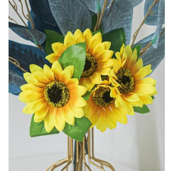 Kunstblumen Künstliche Blumen-Pflanzen-Set, künstliche Seidenblumen mit Leichter Luxus-Vase aus Schmiedeeisen, für den Hochzeitshausgarten für jeden Anlass