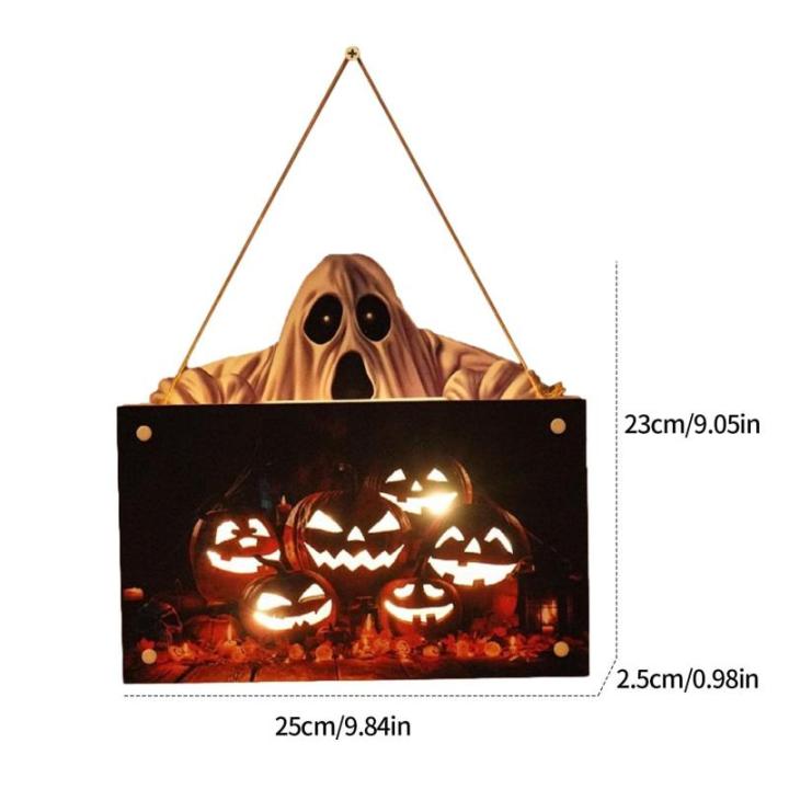 Kürbisschild Outdoor-Wandkunst | Kürbisschild Rustikale Wohndekoration | Rustikale Heimdekoration mit Seil, bedruckte Halloween-Veranda-Dekorationen (Ghost Pumpkin Wsgp 01c)