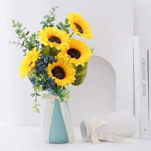 Kunstblumen Künstlicher Sonnenblumenstrauß in Vase – Seidenblumen für Heim- und Partydekoration, künstliche Blumen, Hochzeitsstrauß für die Dekoration für jeden Anlass