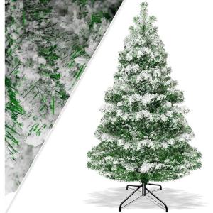 Kunstkerstboom PE 140 cm met 470 takjes, dennenboom, kunstdennenboom, snelle montage, incl. kerstboomstandaard, kerstdecoratie – PE Groen/Sneeuw, 1,4 m, dennenboom, Kerstmis