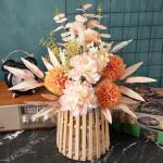 Kunstblumen Künstliche Pflanzen Blumen Deko Seidenblumen Hortensien Blumenarrangements Kernstück Hochzeit Blumenstrauß(Rosa Orange)