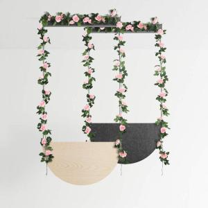 guirlande met kunstrozen, 2 stuks, 220 cm, hangende bloemen van zijde voor outdoor, indoor, bruiloft, badkamer en wanddecoratie (roze)
