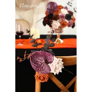 Halloween Künstliche Blumen Schwarze Blumen Mix Seidenblumen Gefälschte Rosen mit Stielen für DIY Hochzeit Brautsträuße Babyparty Blumenarrangement Tischdekoration Heimdekorat