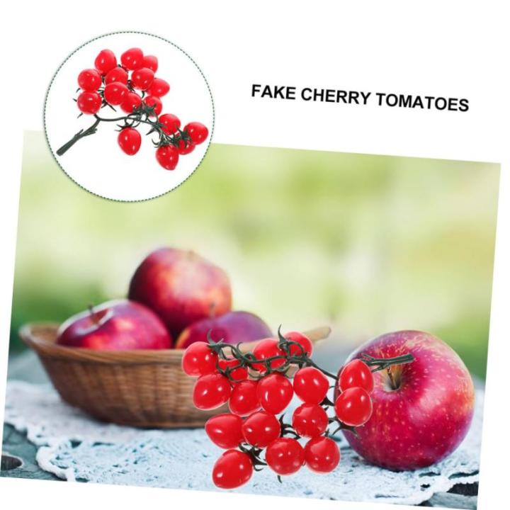 8 STK Simulierte Kirschtomaten Obst-Requisite Simulation Gemüse Obst Hausbedarf Sie Gemüse-Requisiten An Lebensechte Tomaten Falsches Obst Simulation Obstdekoration PVC Rot